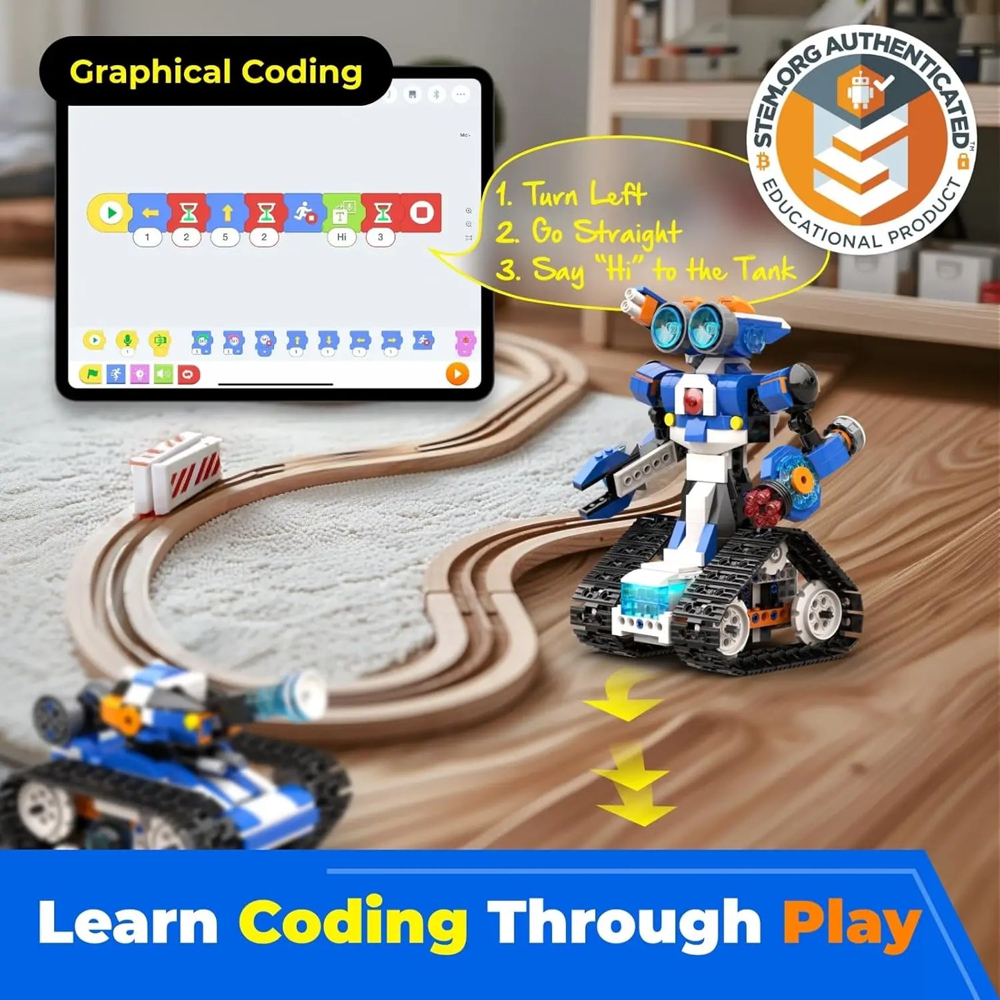 Apitor STEAM Robot Toy 6-in-1 Robot Building Kit for Boys Age 8-12 Remote Control Coding Toys Educational Robotics Gift for Kids