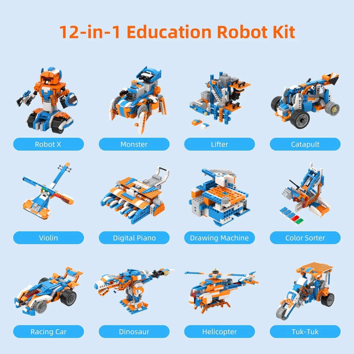 Apitor Robot X Robot Building Kit, 12-in-1 STEM Robotics Coding Set, Educational Birthday Christmas Gifts for Kids Ages 8-12